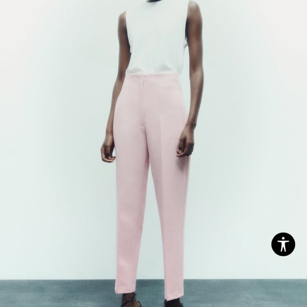 Zara high waisted work pant in light pink